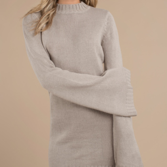 Tobi Dresses & Skirts - Tobi Taupe Bell Sleeve Sweater Dress